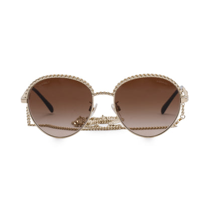 Chanel Pantos Interlocking CC Logo Removable Chain Sunglasses