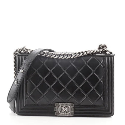 CHANEL PARIS SALZBURG CALFSKIN EMBOSSED BOY FLAP BAG