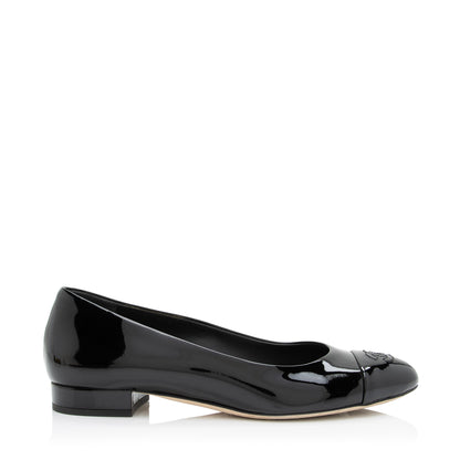 Chanel Patent Calfskin CC Cap Toe Ballet Flats - Size 8.5 / 38.5 (SHF-SGOQ3I)