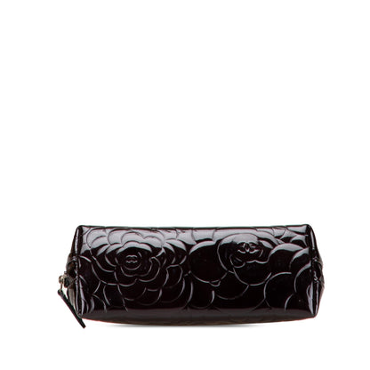 Chanel Patent Camellia Cosmetic Pouch