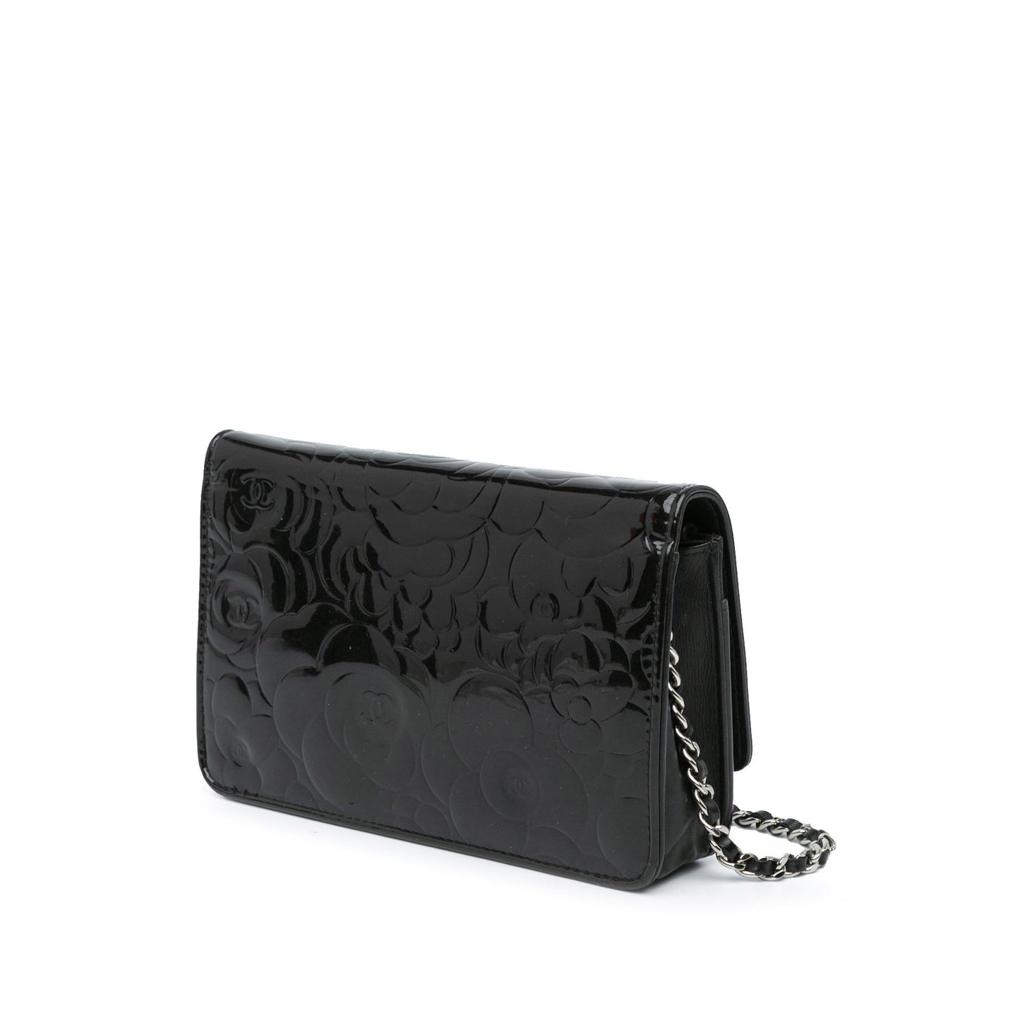 Chanel Patent Camellia Wallet On Chain (SHG-jbYGWh)