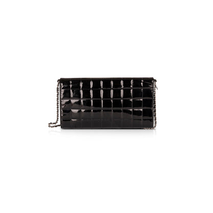 Chanel Patent Leather Chocolate Bar Chain Clutch