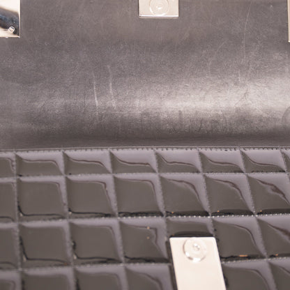 Chanel Patent Leather Chocolate Bar Chain Clutch