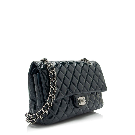 Chanel Patent Leather Classic Medium Double Flap Bag (SHF-lLuqxa)
