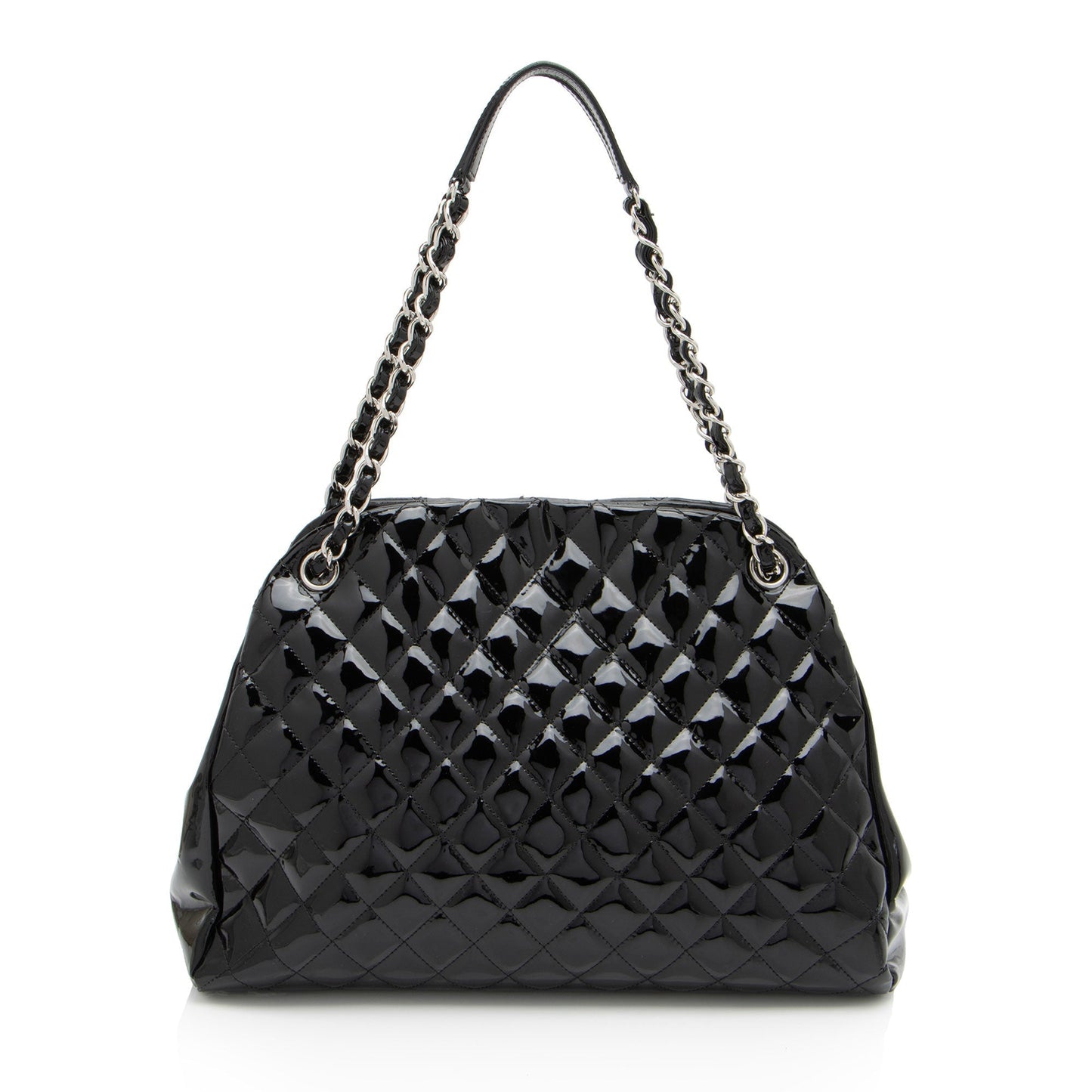 Chanel Patent Leather Just Mademoiselle Large Bowler Bag (SHF-ELuN7V)