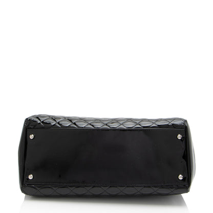 Chanel Patent Leather Just Mademoiselle Large Bowler Bag (SHF-ELuN7V)