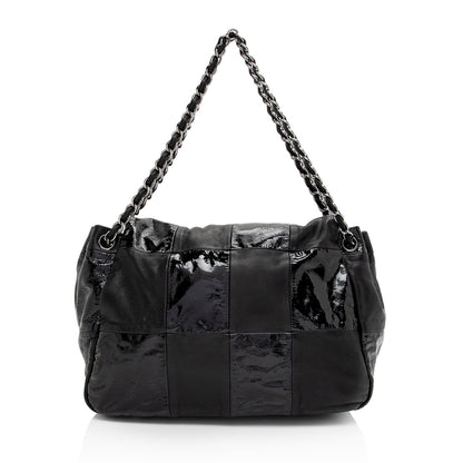 Chanel Patent Leather Lambskin Brooklyn Ligne CC Accordion Flap Bag (SHF-eIVXhx)