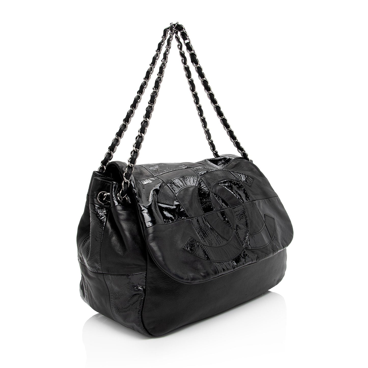 Chanel Patent Leather Lambskin Brooklyn Ligne CC Accordion Flap Bag (SHF-eIVXhx)