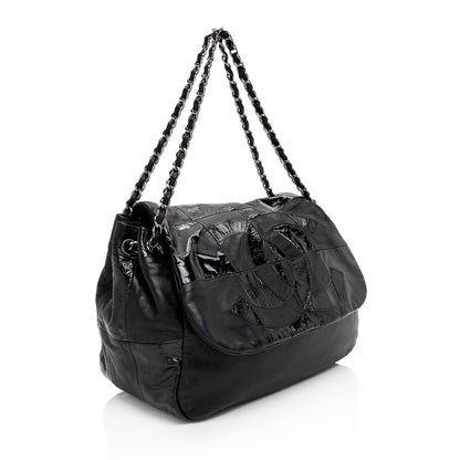 Chanel Patent Leather Lambskin Brooklyn Ligne CC Accordion Flap Bag (SHF-eIVXhx)