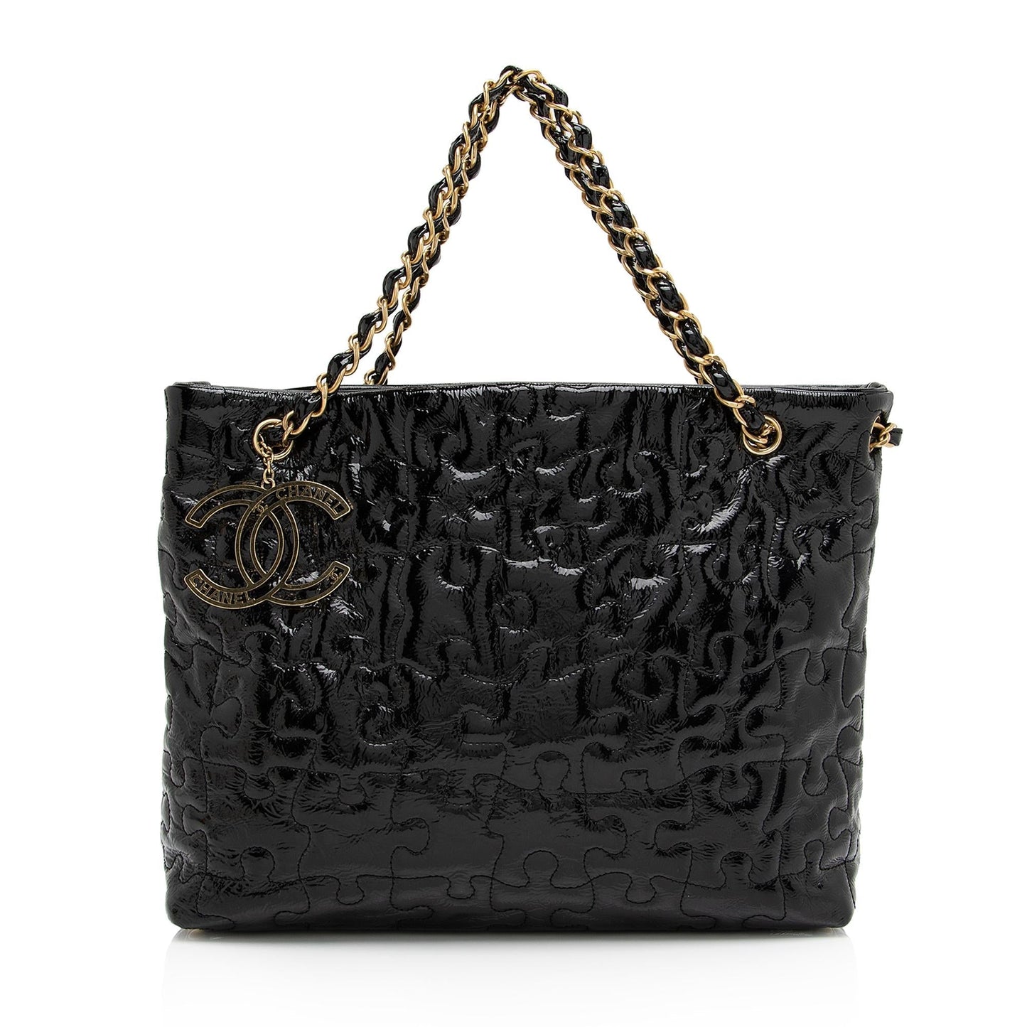 Chanel Patent Leather Puzzle Tote (SHF-uPxGaG)