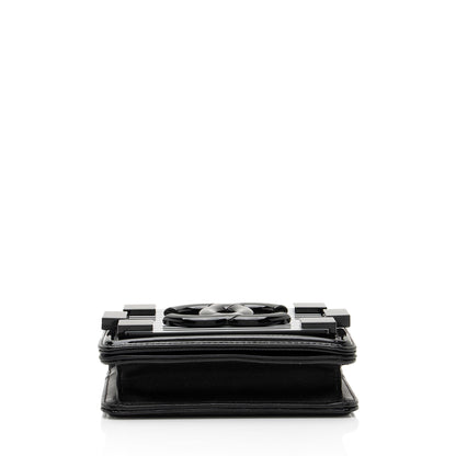 Chanel Patent Leather Striped Plexiglass Brick Boy Mini Flap Bag (SHF-0FlNDK)