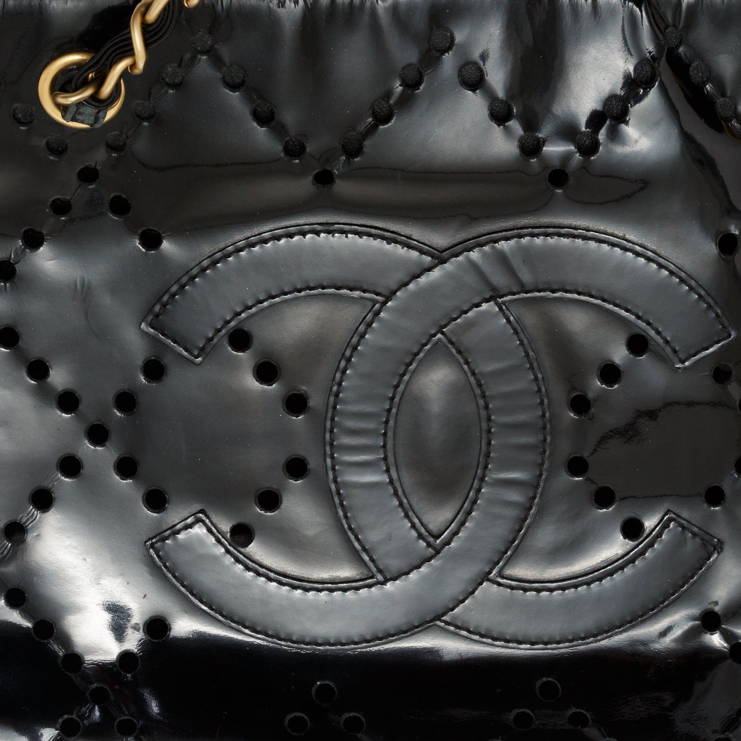 Chanel Perforated Patent CC Tote