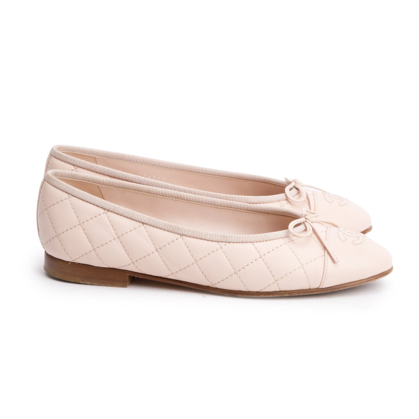 Chanel Pink Calfskin Leather Interlocking CC Logo Flats, Size 37
