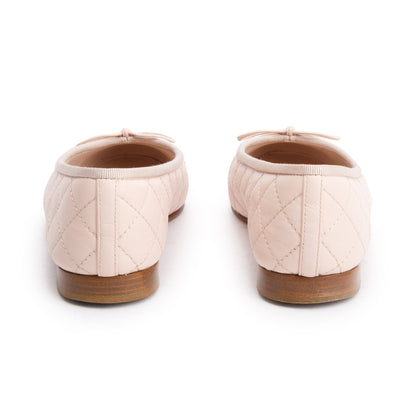 Chanel Pink Calfskin Leather Interlocking CC Logo Flats, Size 37