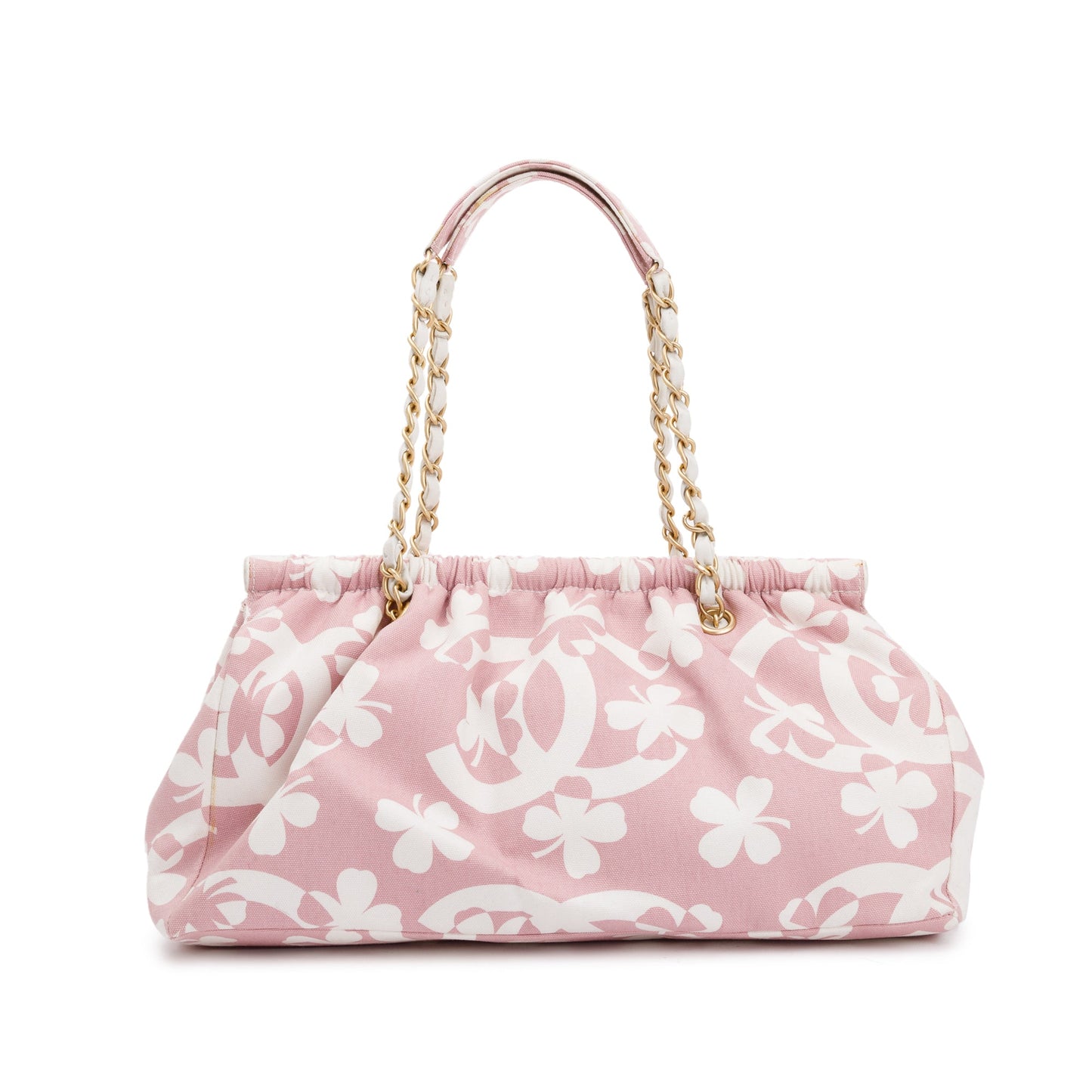 Chanel Pink Canvas Clover Print Frame Bag