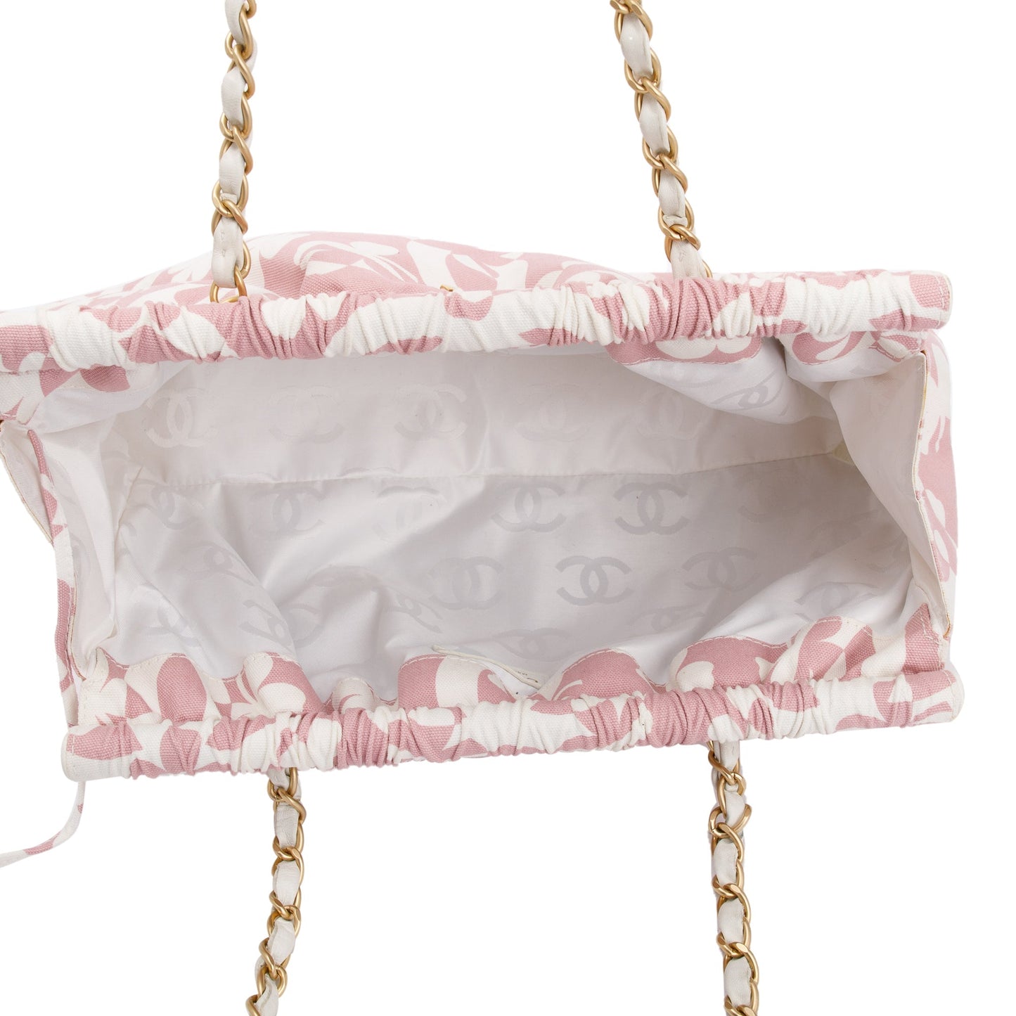Chanel Pink Canvas Clover Print Frame Bag