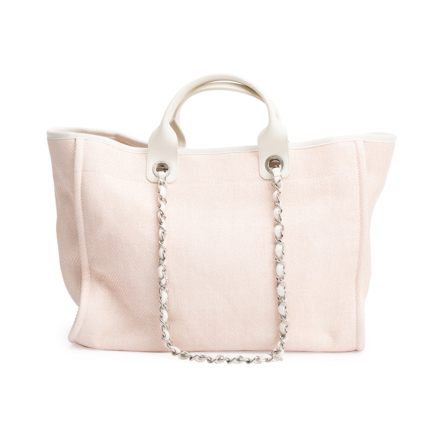 Chanel Pink Canvas White Calfskin Medium Deauville Shopping Tote