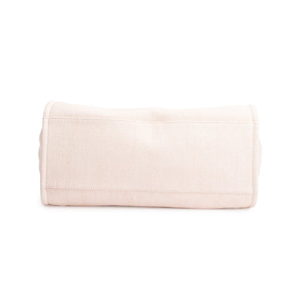 Chanel Pink Canvas White Calfskin Medium Deauville Shopping Tote