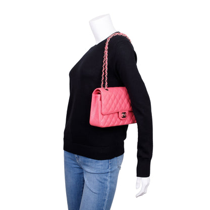 Chanel Pink Caviar Leather Classic Medium Double Flap Bag