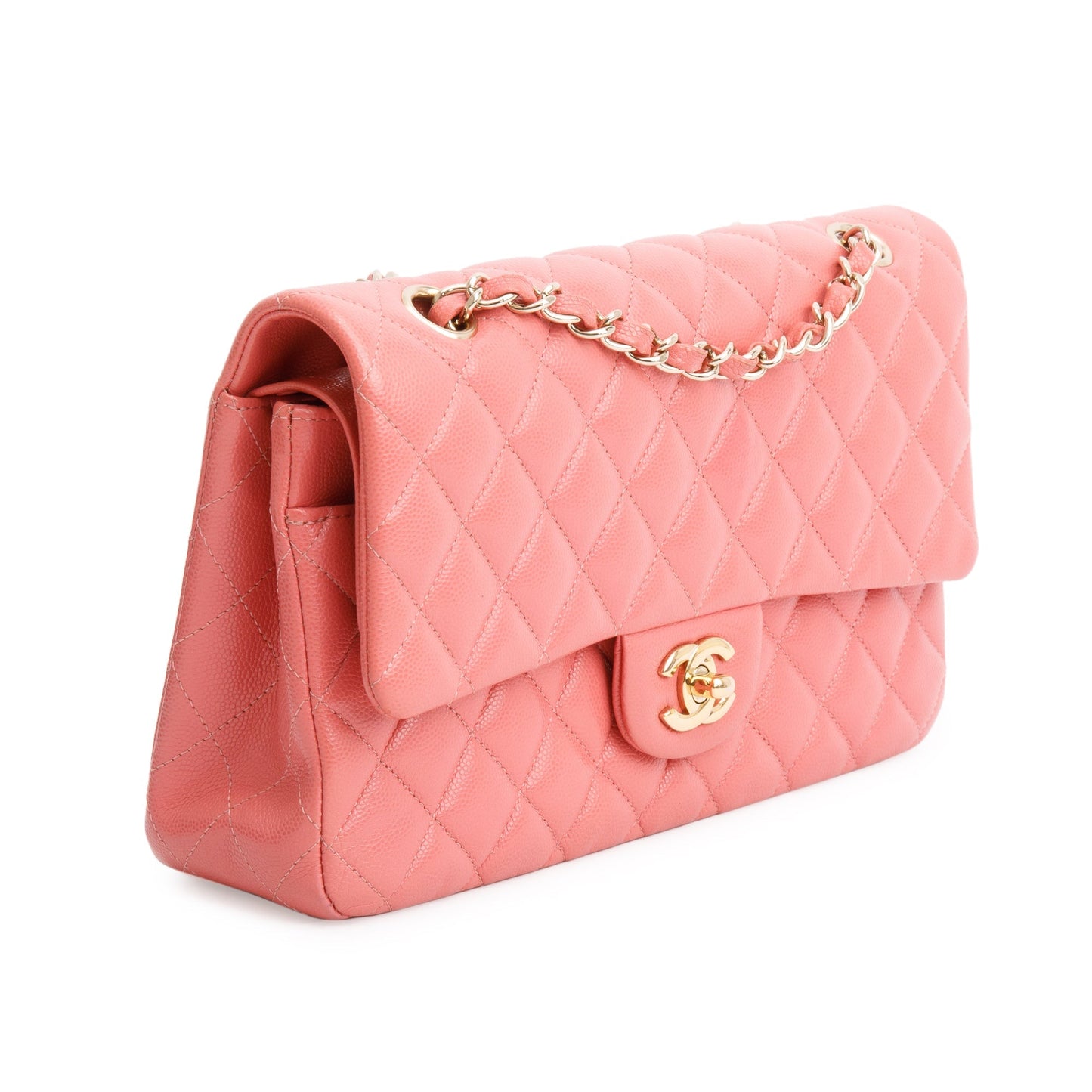 Chanel Pink Caviar Leather Classic Medium Double Flap Bag