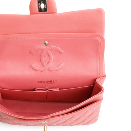Chanel Pink Caviar Leather Classic Medium Double Flap Bag