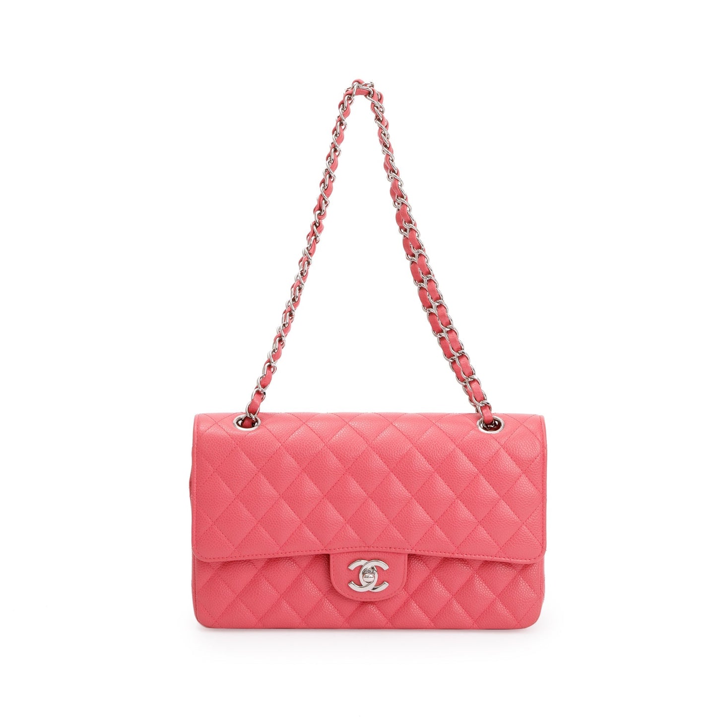 Chanel Pink Caviar Leather Classic Medium Double Flap Bag