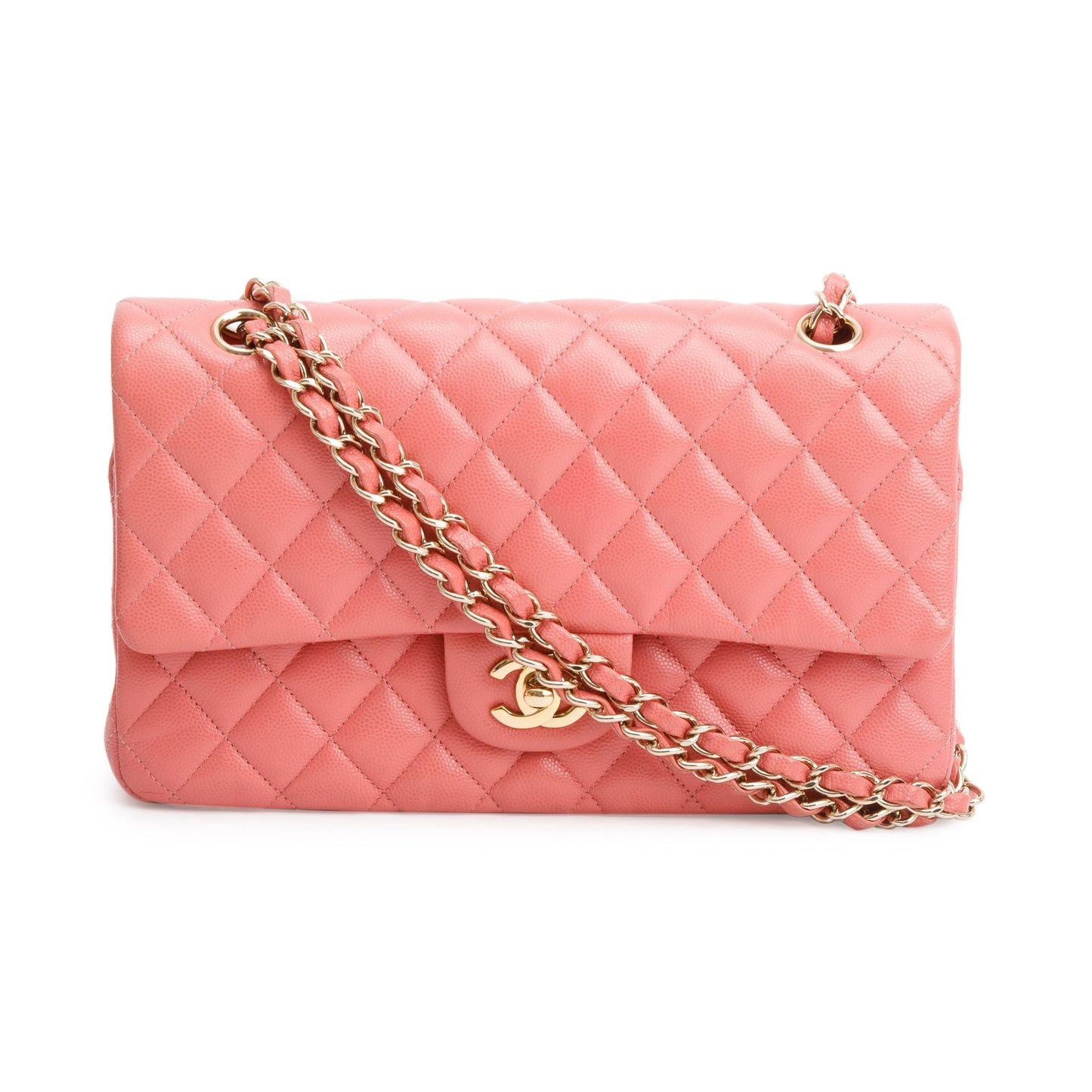 Chanel Pink Caviar Leather Classic Medium Double Flap Bag