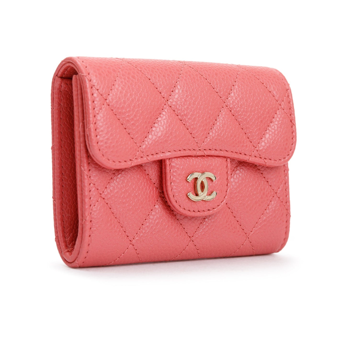 Chanel Pink Caviar Quilted Leather Flap Card Holder