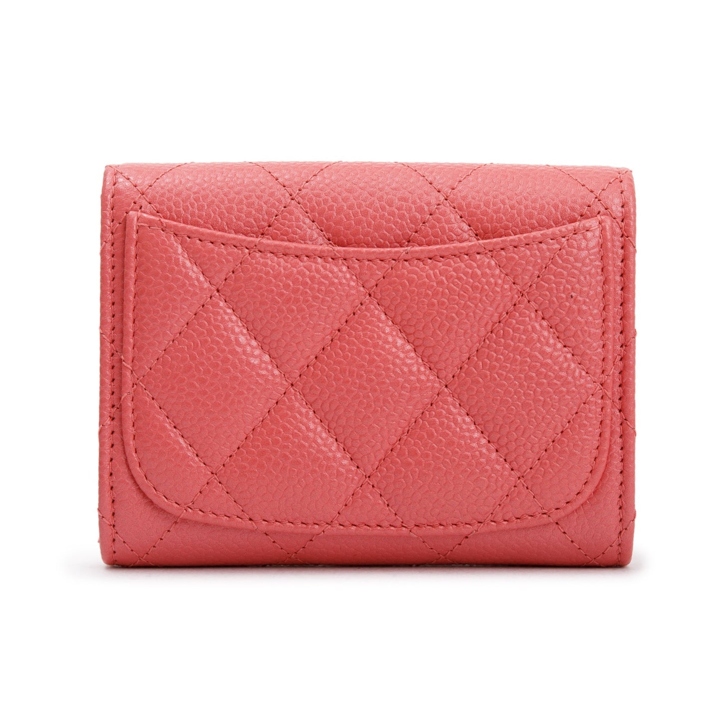Chanel Pink Caviar Quilted Leather Flap Card Holder
