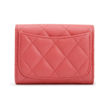Chanel Pink Caviar Quilted Leather Flap Card Holder