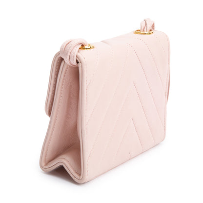 Chanel Pink Chevron Lambskin Leather Tassel Mini Flap Bag
