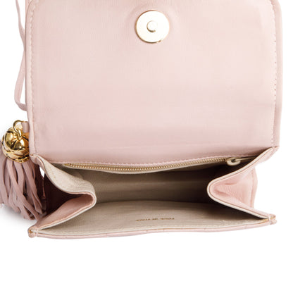 Chanel Pink Chevron Lambskin Leather Tassel Mini Flap Bag