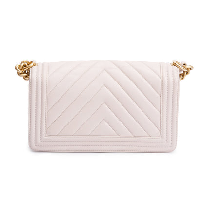 Chanel Pink Chevron Quilted Caviar Leather Medium Boy Bag