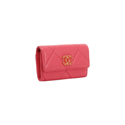 Chanel Pink Lambskin 19 Flap Wallet