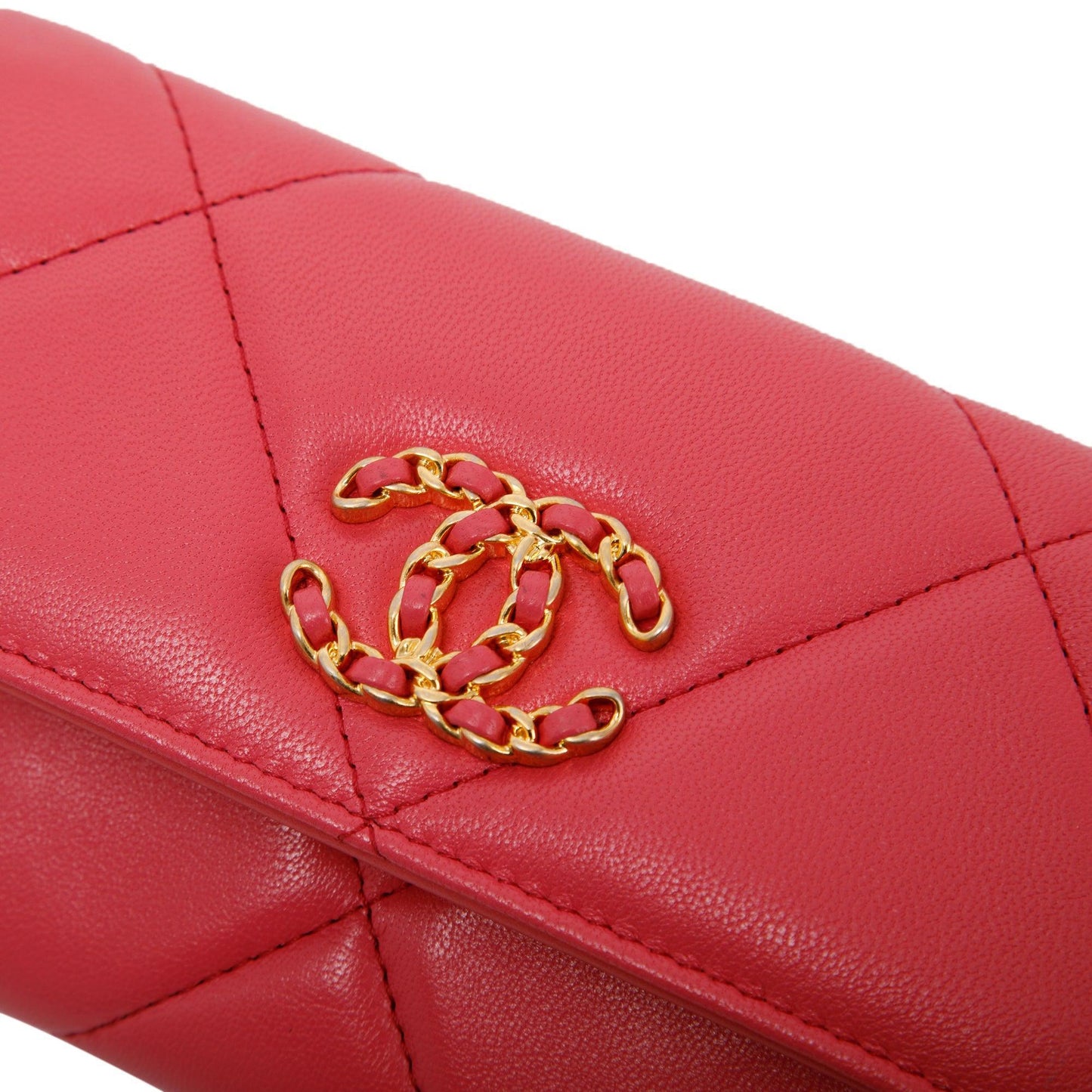 Chanel Pink Lambskin 19 Flap Wallet