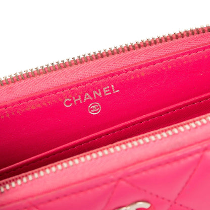 Chanel Pink Lambskin Classic Long Zipped Wallet