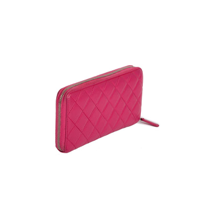 Chanel Pink Lambskin Classic Long Zipped Wallet