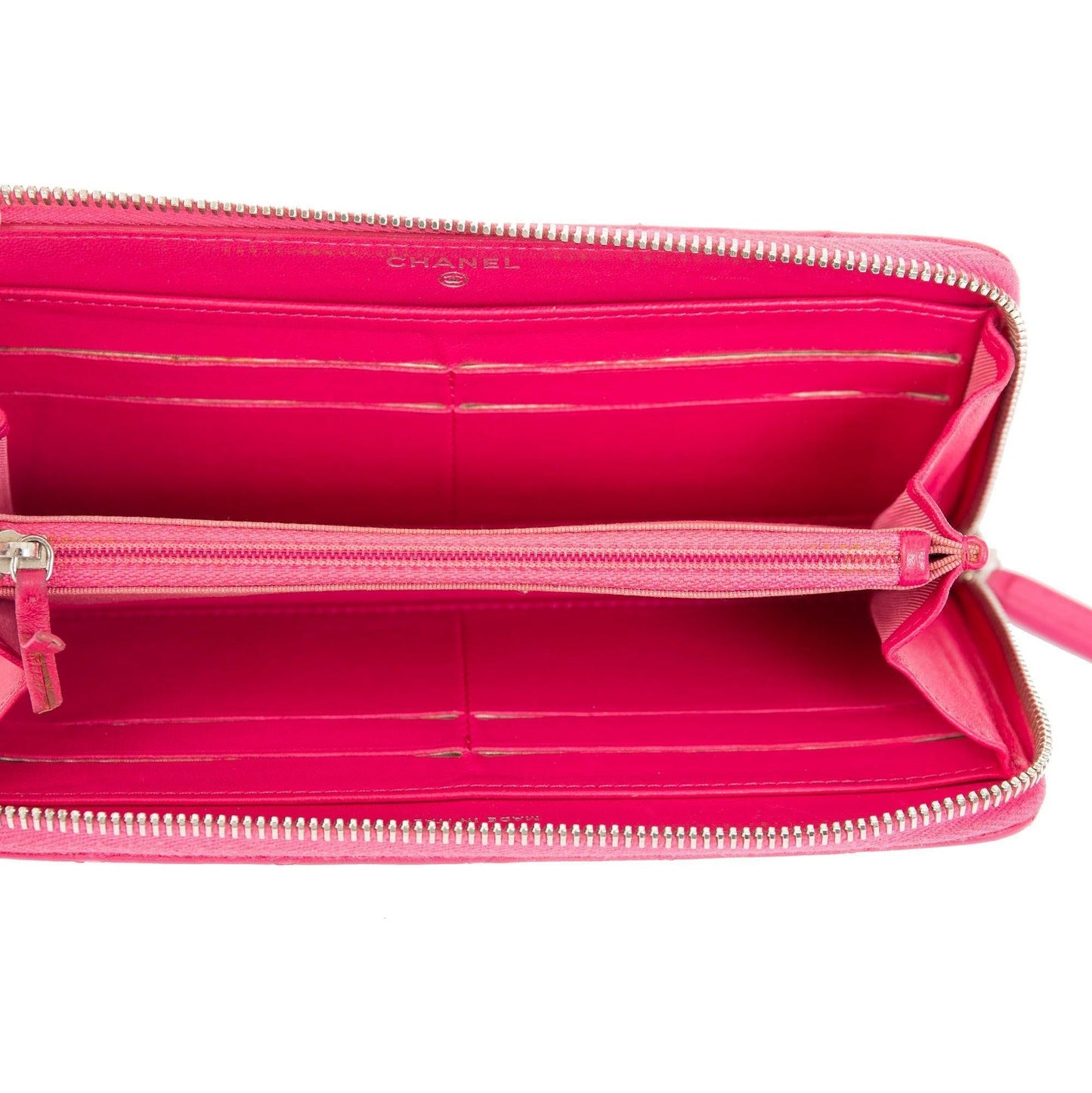 Chanel Pink Lambskin Classic Long Zipped Wallet