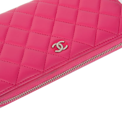 Chanel Pink Lambskin Classic Long Zipped Wallet