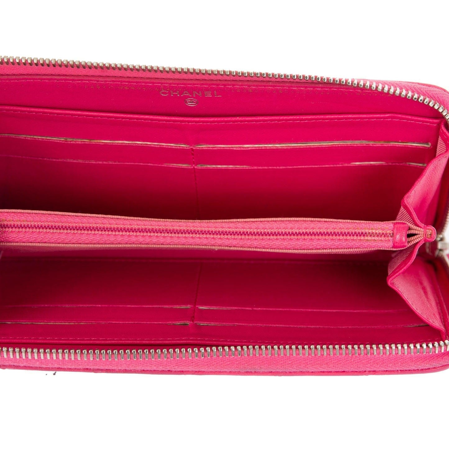 Chanel Pink Lambskin Classic Long Zipped Wallet