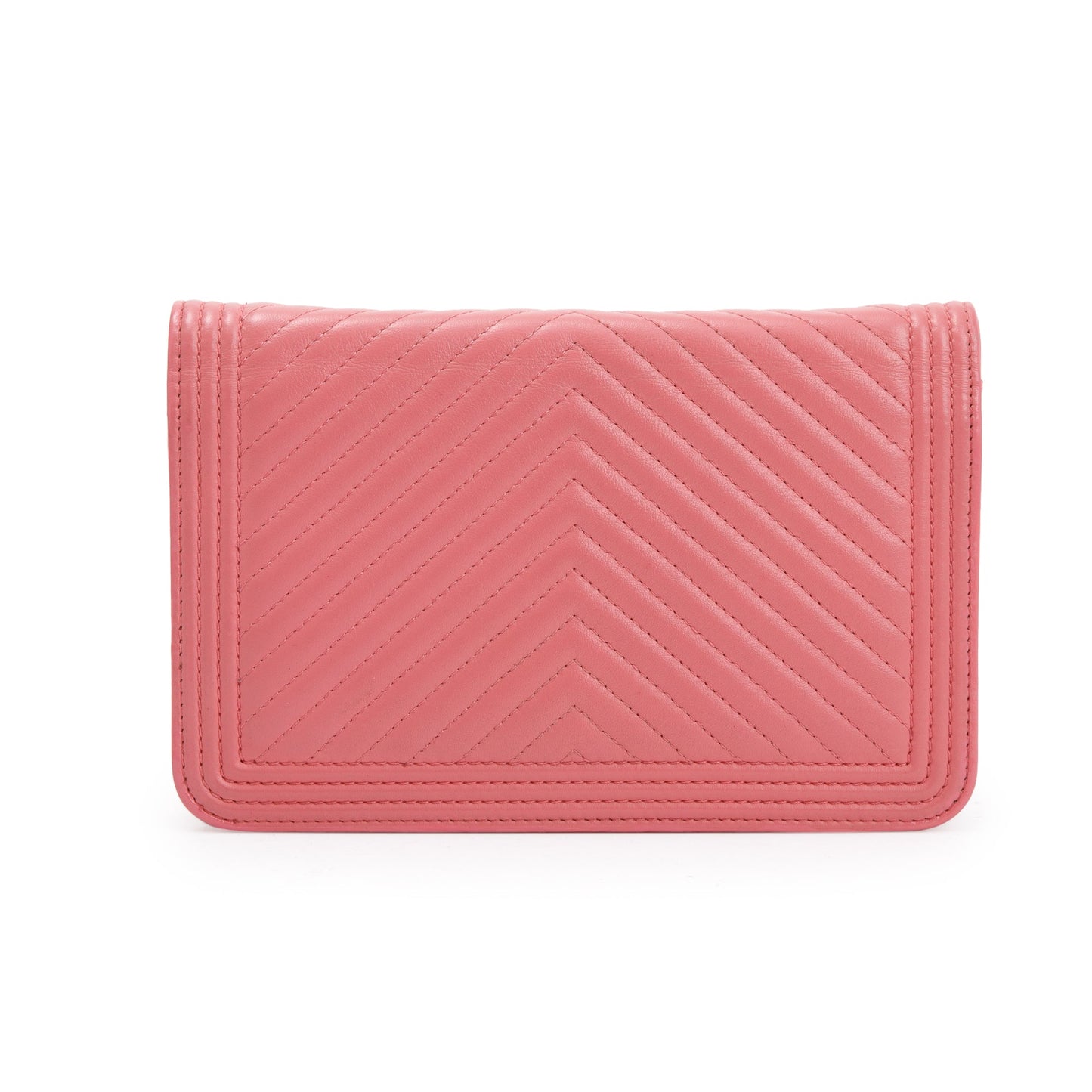 Chanel Pink Lambskin Leather Boy Wallet on Chain