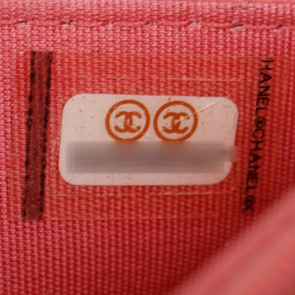 Chanel Pink Lambskin Leather Boy Wallet on Chain