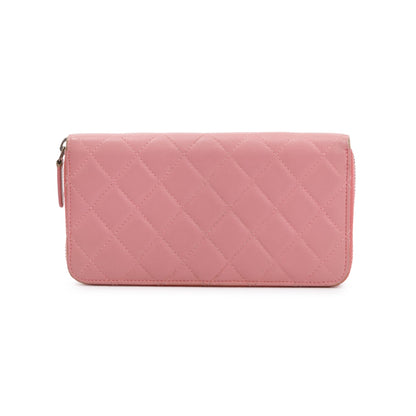 Chanel Pink Lambskin Leather Classic Long Zipped Wallet