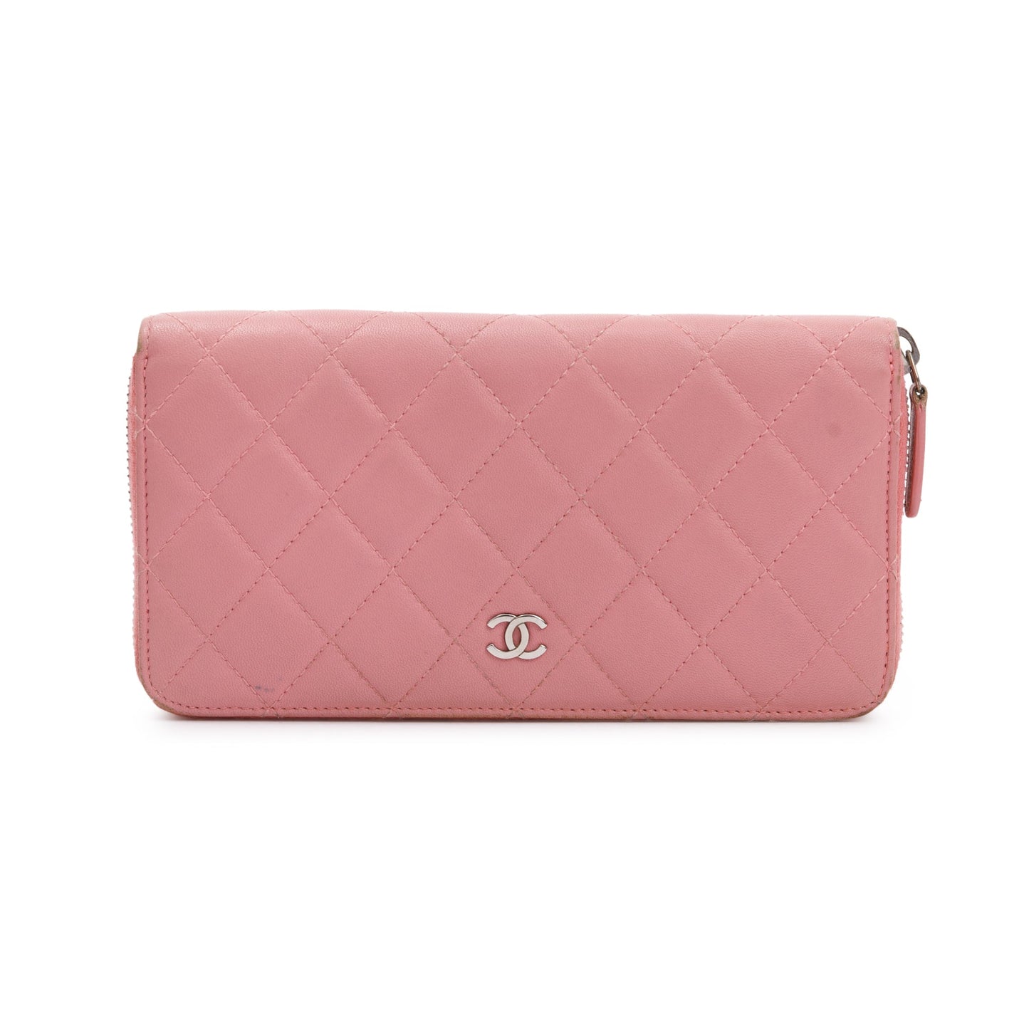 Chanel Pink Lambskin Leather Classic Long Zipped Wallet
