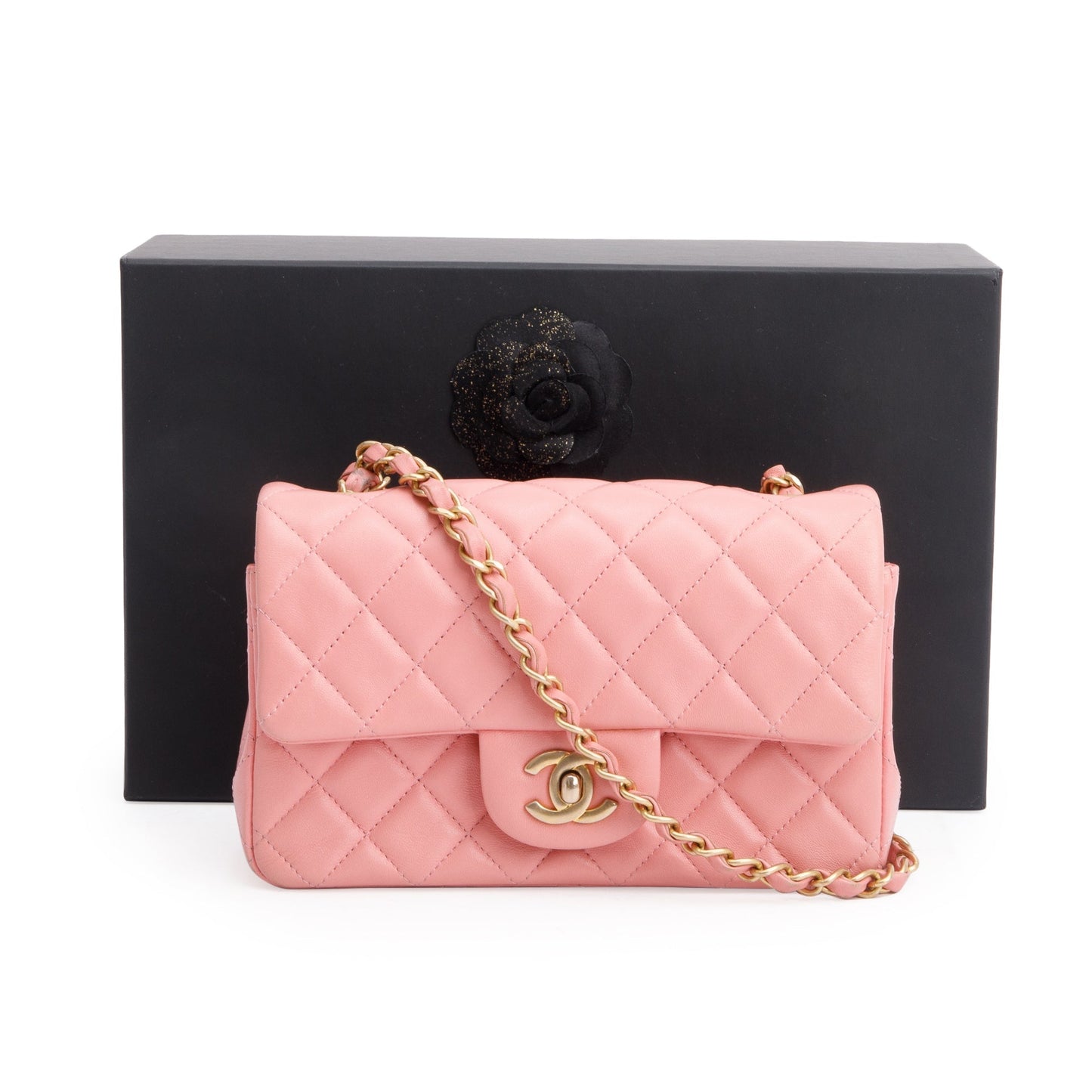 Chanel Pink Lambskin Leather Classic Mini Rectangular Flap Bag
