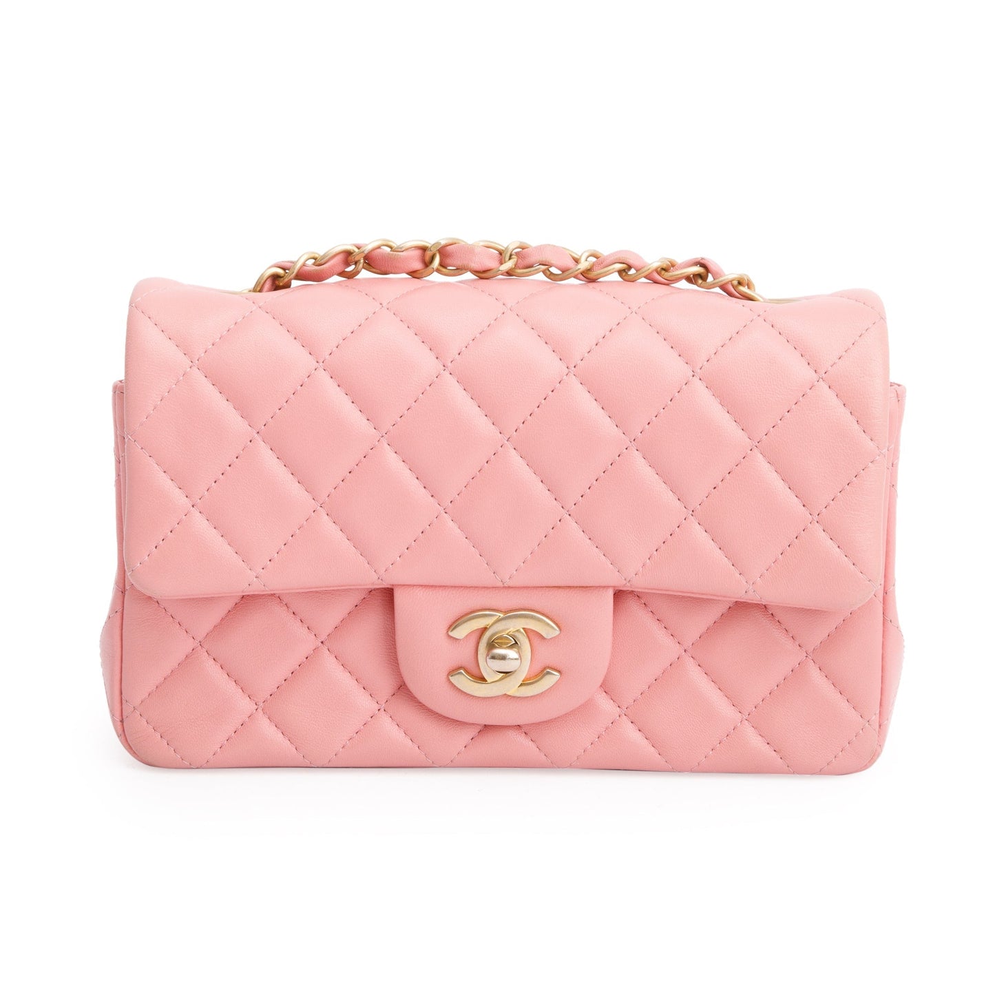 Chanel Pink Lambskin Leather Classic Mini Rectangular Flap Bag