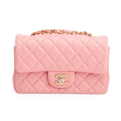 Chanel Pink Lambskin Leather Classic Mini Rectangular Flap Bag
