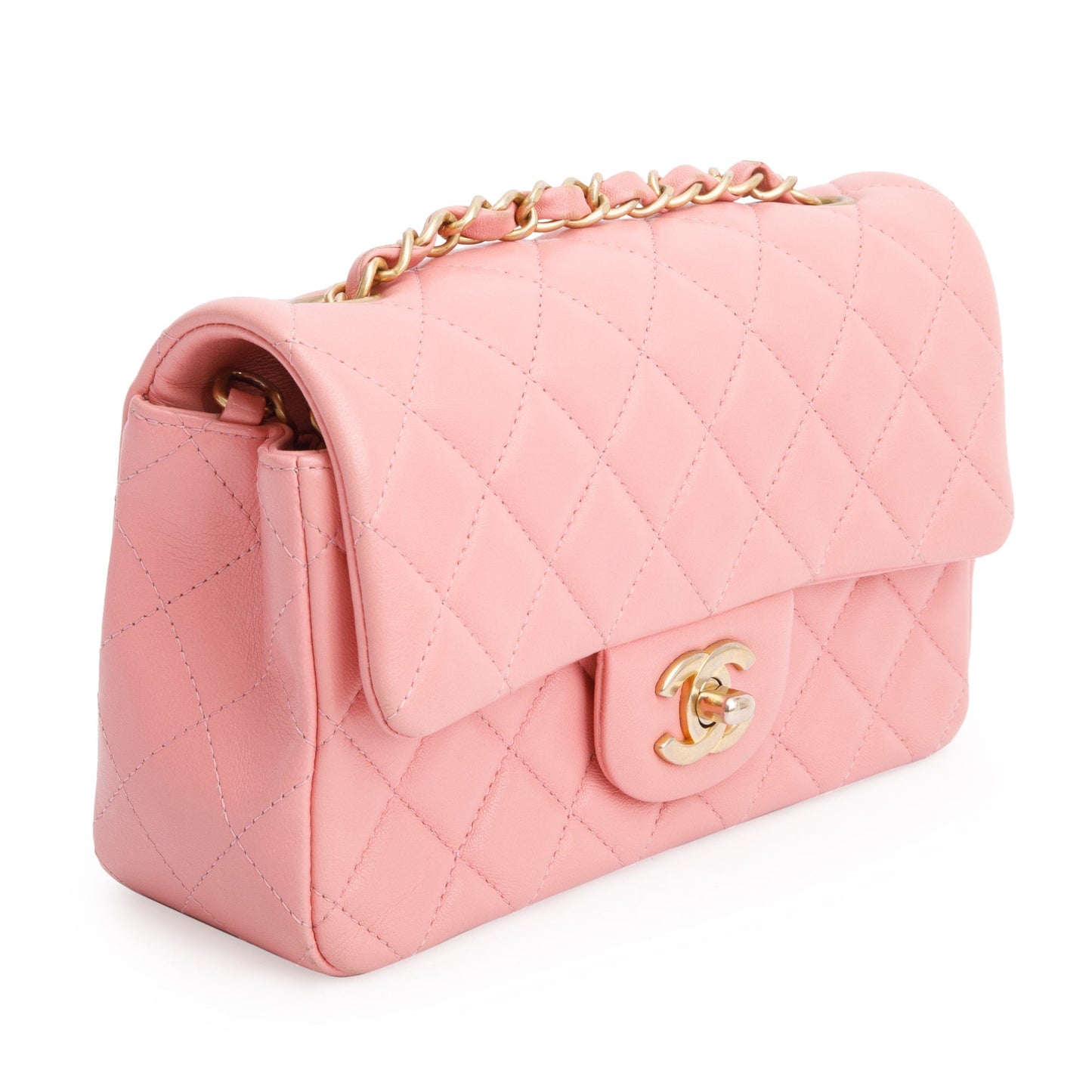 Chanel Pink Lambskin Leather Classic Mini Rectangular Flap Bag