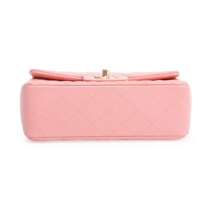 Chanel Pink Lambskin Leather Classic Mini Rectangular Flap Bag