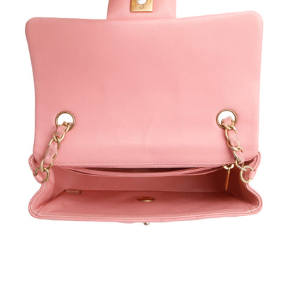Chanel Pink Lambskin Leather Classic Mini Rectangular Flap Bag